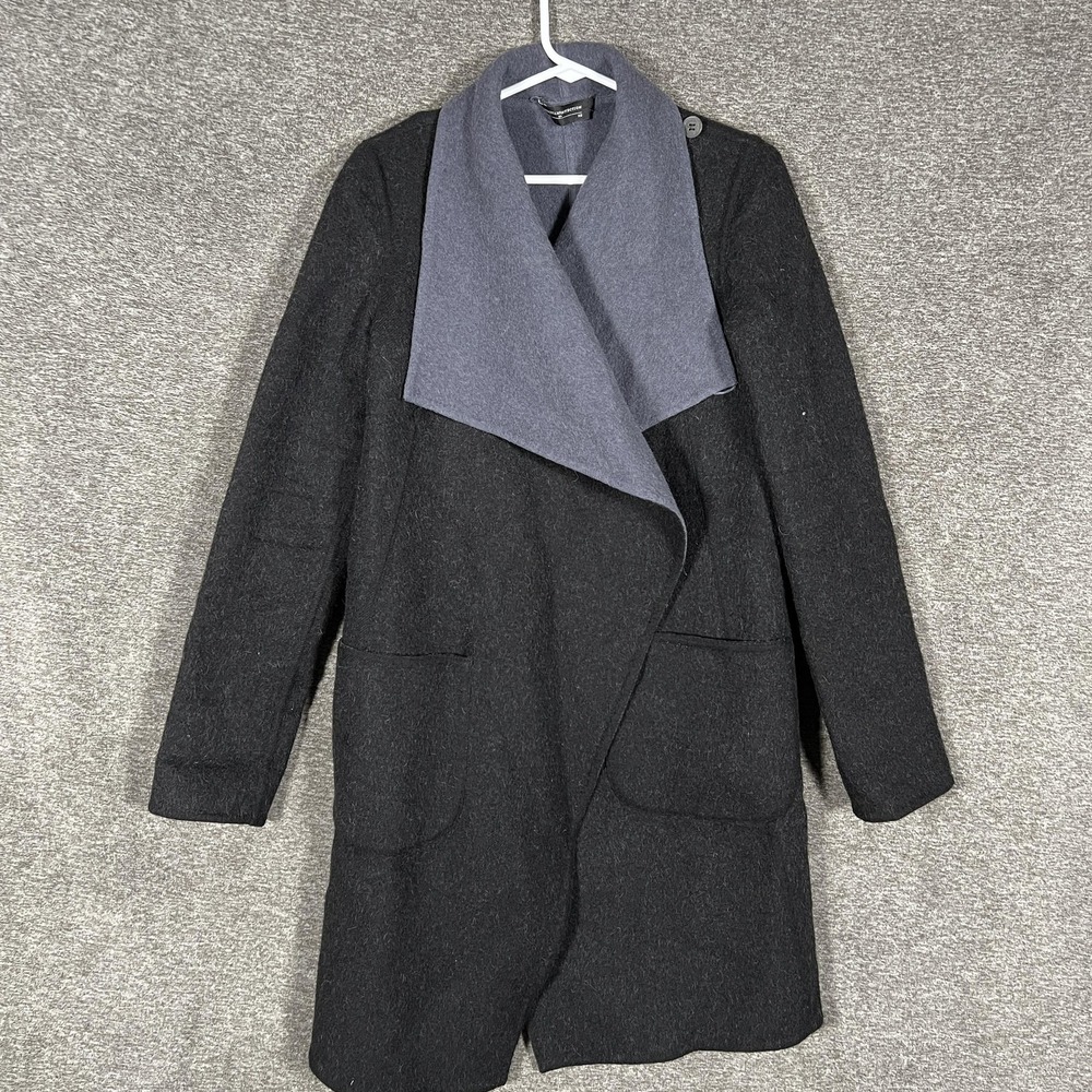 Peruvian Connection Coat Womens XS Black Baby Alpaca Shawl Collar Open Front